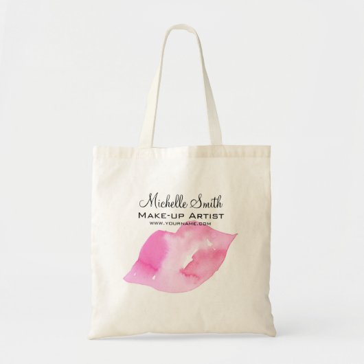 Roze Waterverf Lippen Make-up Artiest Schoonheid Tote Bag (Voorkant)