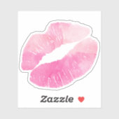 Roze Waterverf lippen Sticker (Vel)
