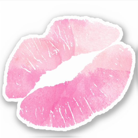 Roze Waterverf lippen Sticker (Voorkant)