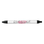Roze Waterverf Lips Kiss Bridesmaid Zwarte Inkt Pen (Voorkant)