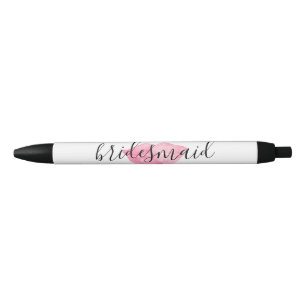 Roze Waterverf Lips Kiss Bridesmaid Zwarte Inkt Pen