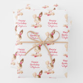 Roze Waterverf Little Bunny Inpakpapier Vel (In situ)