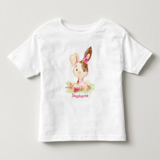 Roze Waterverf Little Bunny Kinder Shirts (Voorkant)