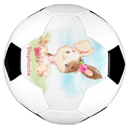 Roze Waterverf Little Bunny Voetbal (Gedraaid)