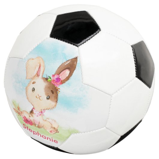Roze Waterverf Little Bunny Voetbal (Drie kwart)