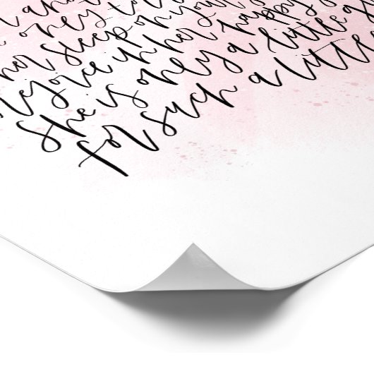 Roze Waterverf Little Girl Nursery Poster (Hoek)