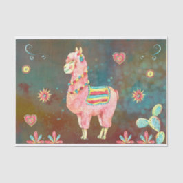 Roze Waterverf Llama Decoupage Tissuepapier