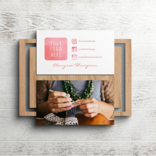 Roze Waterverf Logo & Foto Social Media Visitekaartje