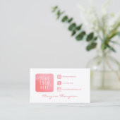 Roze Waterverf Logo & Foto sociale media Business Visitekaartje (Staand voorkant)