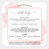Roze Waterverf Logo Home Bakkerij Voedsel Licentie Vierkante Sticker (Voorkant)