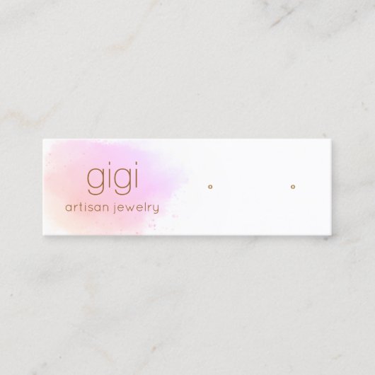 Roze Waterverf Logo Veroorbaar beeldscherm Mini Visitekaartje (Voorkant)