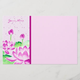 roze Waterverf Lotus Briefpapier
