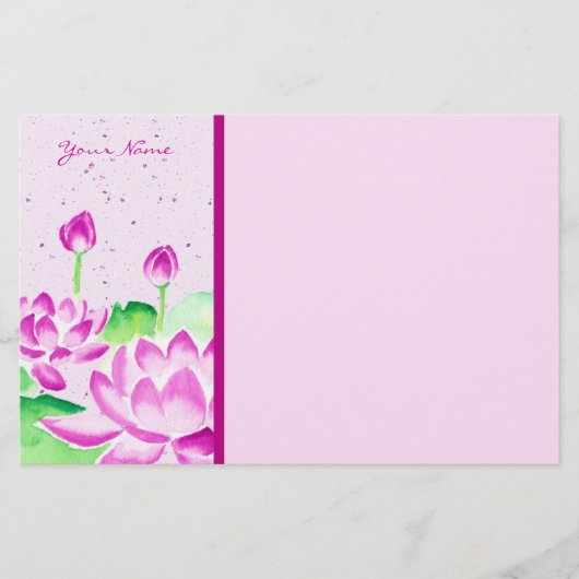 roze Waterverf Lotus Briefpapier (Voorkant)