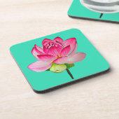 Roze waterverf lotus fine art. bier onderzetter (Linkerzijde)