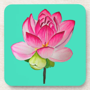 Roze waterverf lotus fine art. bier onderzetter
