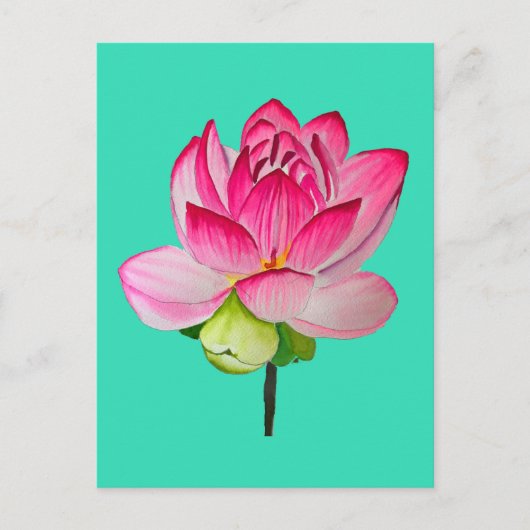 Roze waterverf lotus fine art. briefkaart (Voorkant)