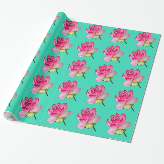 Roze waterverf lotus fine art. cadeaupapier (Uitgerold)