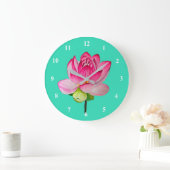 Roze waterverf lotus fine art. grote klok (Huis)