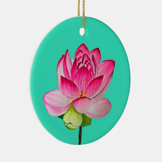 Roze waterverf lotus fine art. keramisch ornament (Rechts)