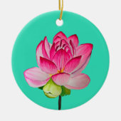 Roze waterverf lotus fine art. keramisch ornament (Voorkant)