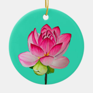 Roze waterverf lotus fine art. keramisch ornament