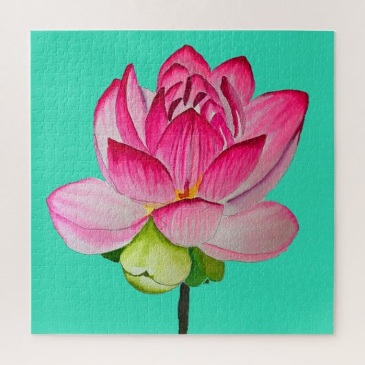 Roze waterverf lotus fine art. legpuzzel (Verticaal)