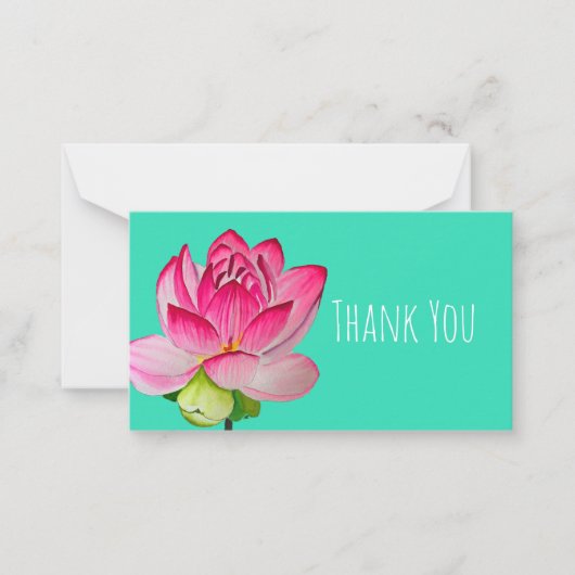 Roze waterverf lotus fine art. notitiekaartje (Voorkant)