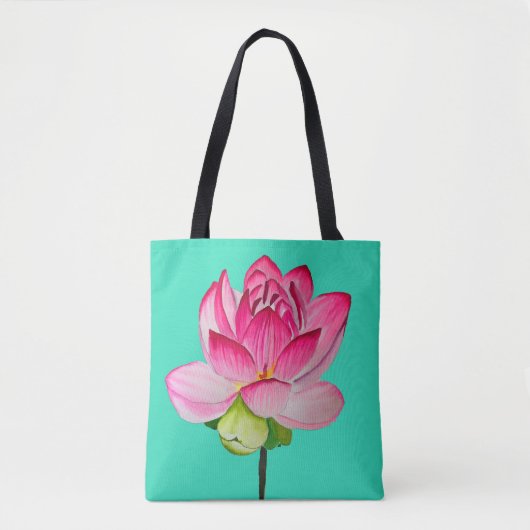 Roze waterverf lotus fine art. tote bag (Voorkant)