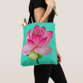 Roze waterverf lotus fine art. tote bag (Dichtbij)