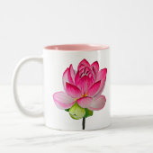 Roze waterverf lotus fine art. tweekleurige koffiemok (Links)