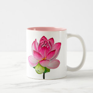 Roze waterverf lotus fine art. tweekleurige koffiemok