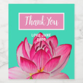 Roze waterverf lotus fine art. wijn etiket (Enkel label)