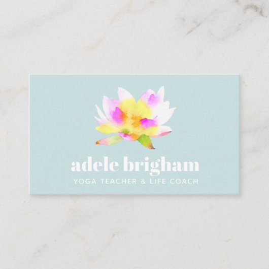 Roze Waterverf Lotus Flower Floral Visitekaartje (Voorkant)