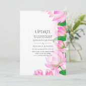 Roze Waterverf Lotus Flower Indian Wedding Update Kaart (Staand voorkant)
