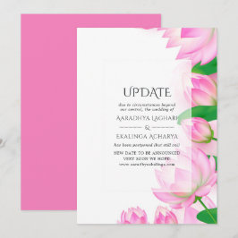 Roze Waterverf Lotus Flower Indian Wedding Update Kaart