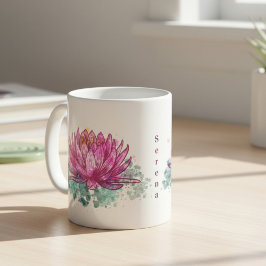Roze Waterverf Lotus Flower met naam Koffiemok