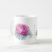 Roze Waterverf Lotus Flower met naam Koffiemok (Voorkant links)
