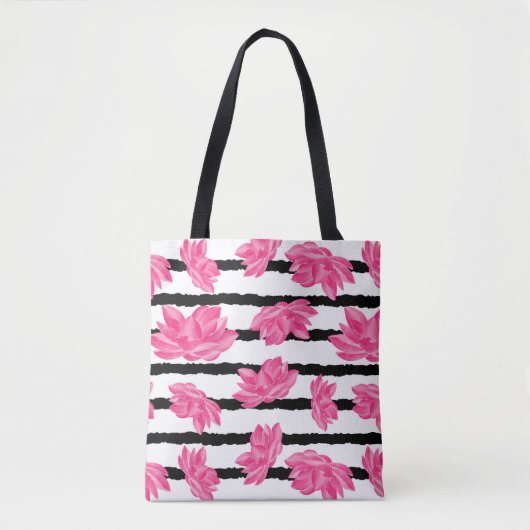 Roze Waterverf Lotus Flower Pattern Tote Bag (Voorkant)