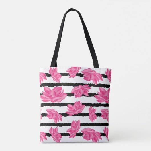 Roze Waterverf Lotus Flower Pattern Tote Bag (Achterkant)