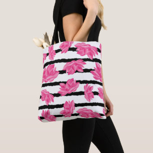 Roze Waterverf Lotus Flower Pattern Tote Bag