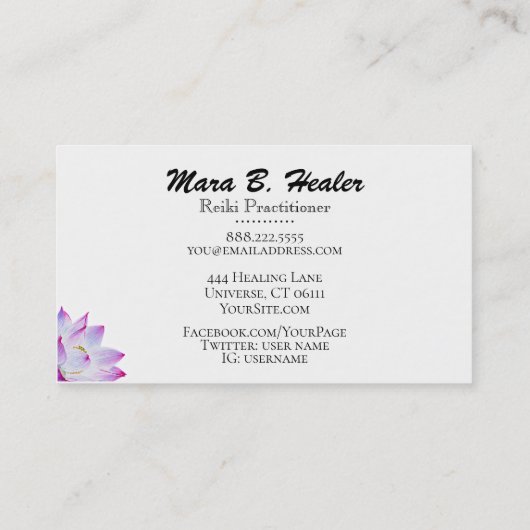 ~ Roze Waterverf Lotus Water Lily Simple Business Visitekaartje (Achterkant)