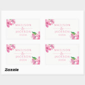 Roze Waterverf Love Blossom Weddenschap Monogram Rechthoekige Sticker (Vel)