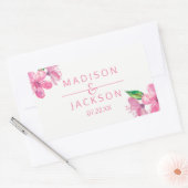 Roze Waterverf Love Blossom Weddenschap Monogram Rechthoekige Sticker (Envelop)