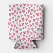 Roze Waterverf Love Heart Patroon Blikjeskoeler (Voorkant)