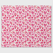 Roze Waterverf Love Heart patroon Cadeaupapier (Vlak)