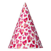 Roze Waterverf Love Heart patroon Feesthoedjes (Voorkant)