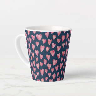 Roze Waterverf Love Heart patroon Latte Mok