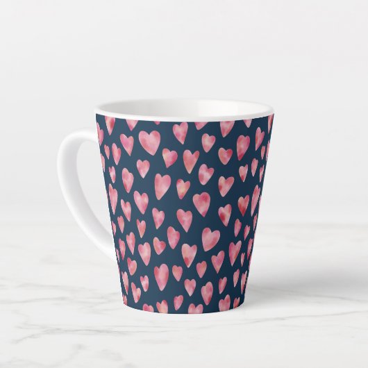 Roze Waterverf Love Heart patroon Latte Mok (Linkerhoek)