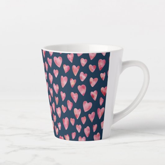 Roze Waterverf Love Heart patroon Latte Mok (Rechts)
