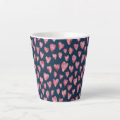 Roze Waterverf Love Heart patroon Latte Mok (Voorkant)